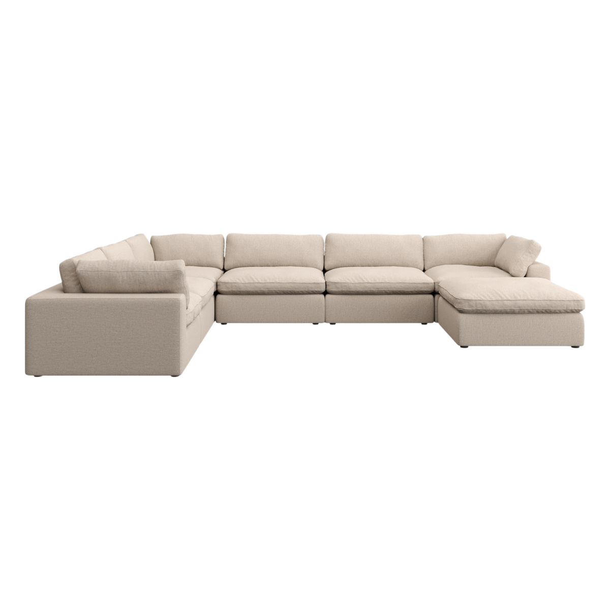 Extended Sectional Modular Sofa in Beige Fabric
