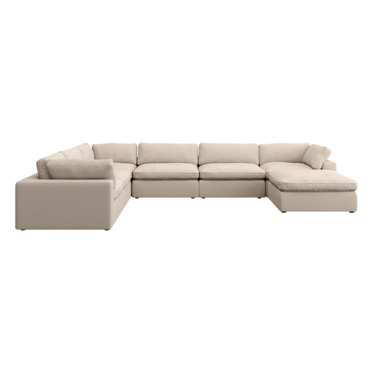 Extended Sectional Modular Sofa in Beige Fabric