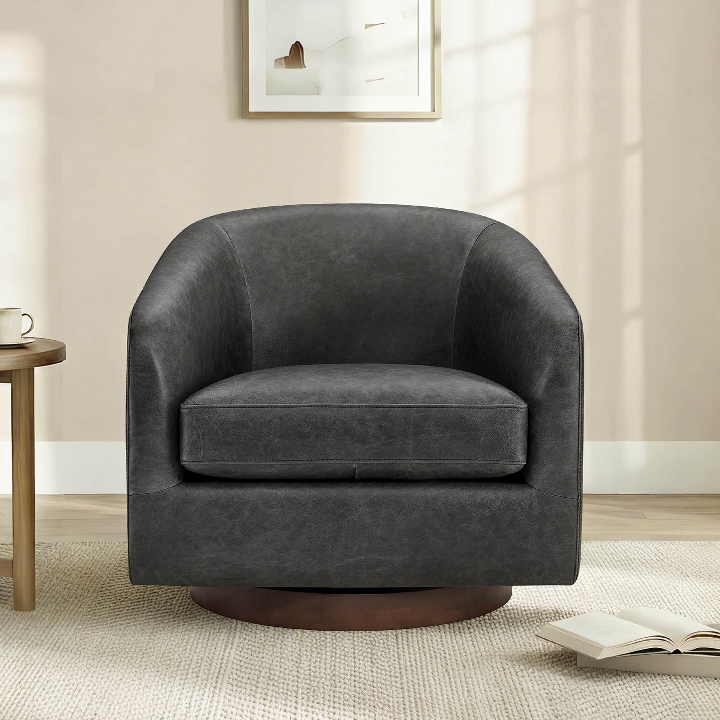 Modern Swivel Accent Chair with Soft Fabric Upholstery