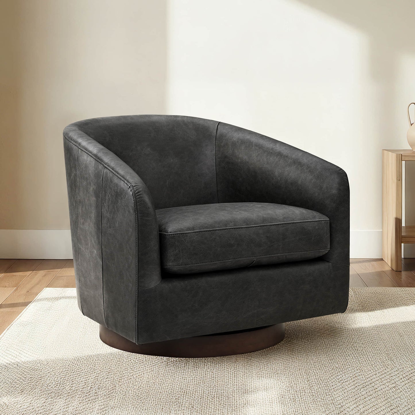 Modern Swivel Accent Chair with Soft Fabric Upholstery