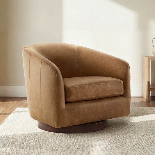 Modern Swivel Accent Chair with Soft Fabric Upholstery