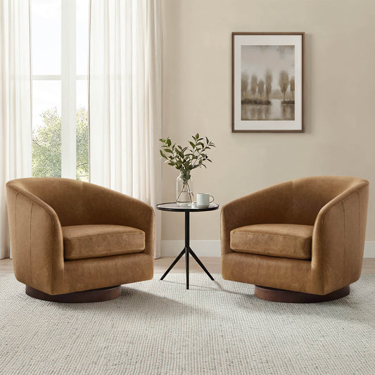 Modern Swivel Accent Chair with Soft Fabric Upholstery