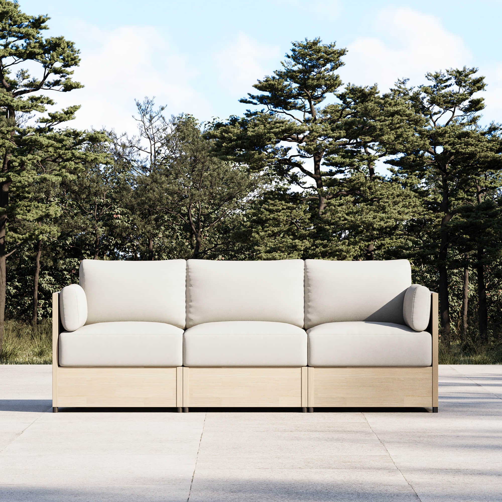 Acacia Wood 3-Seat Outdoor Sofa with Rope Detailing