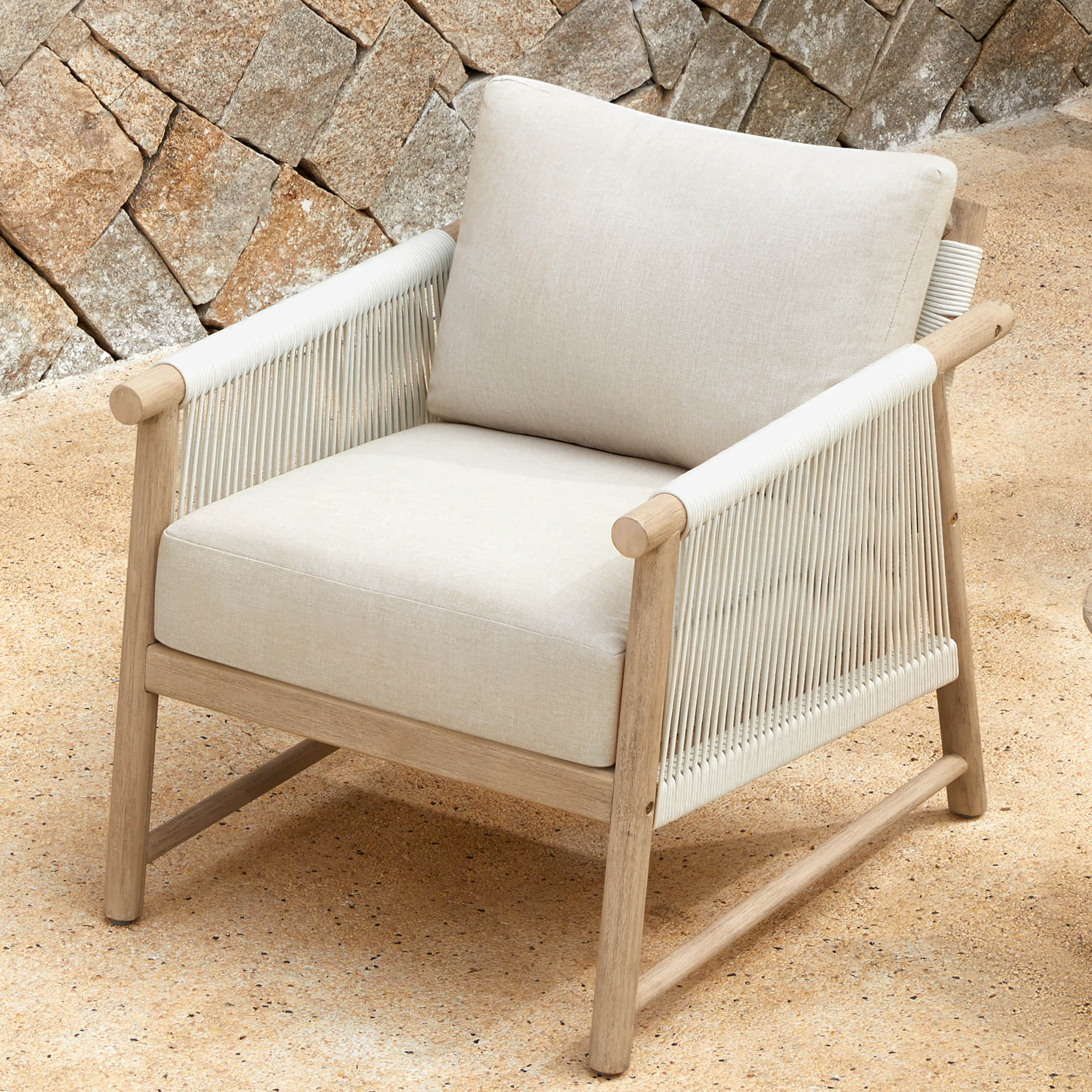 Acacia Wood Outdoor Bistro Set with Rope Detail