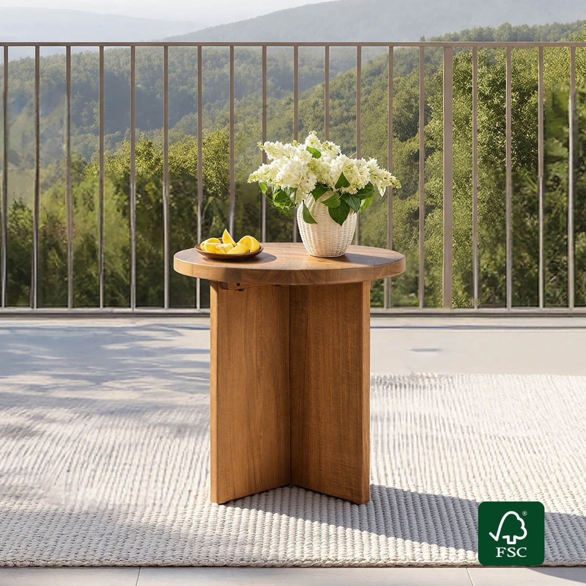 Acacia Wood Outdoor Side Table with Minimalist Design