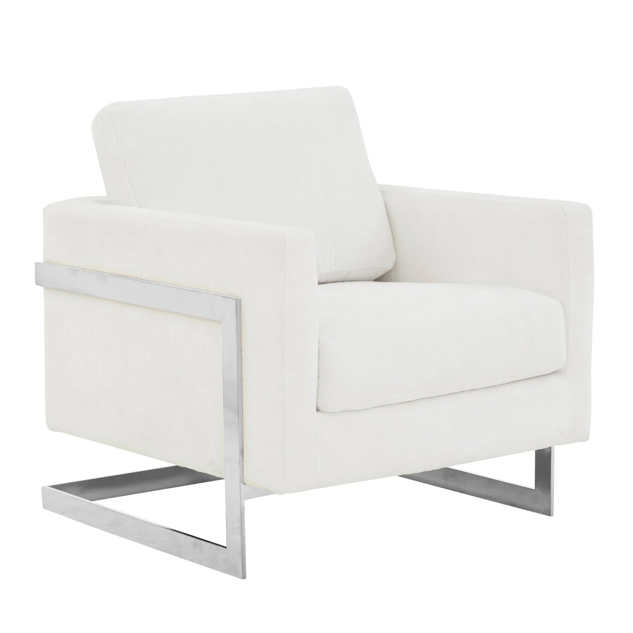 Accent Chair in Boucle with Black Stainless-Steel Frame