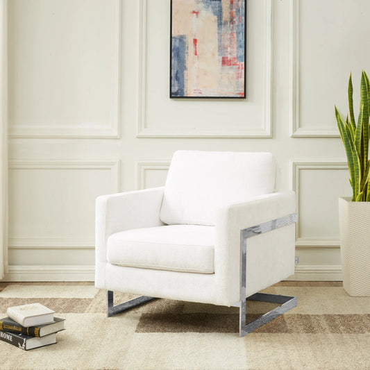 Accent Chair in Boucle with Black Stainless-Steel Frame