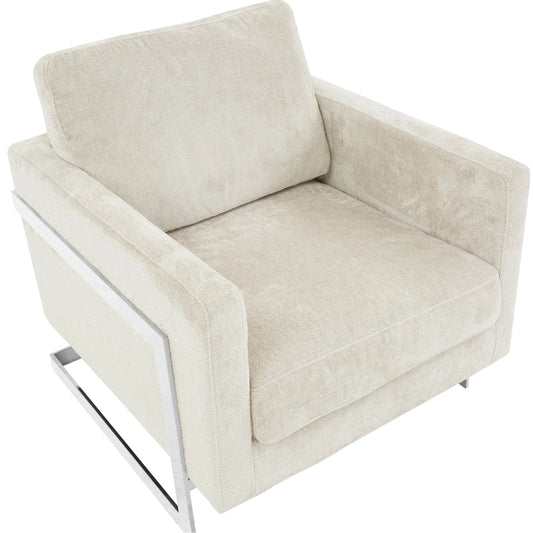Accent Chair in Boucle with Black Stainless-Steel Frame