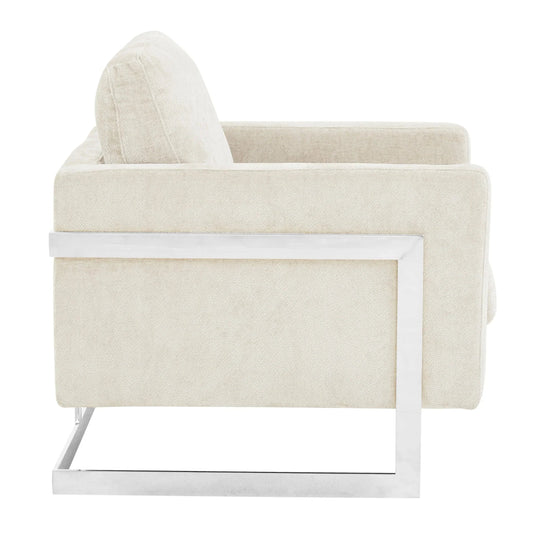 Accent Chair in Boucle with Black Stainless-Steel Frame