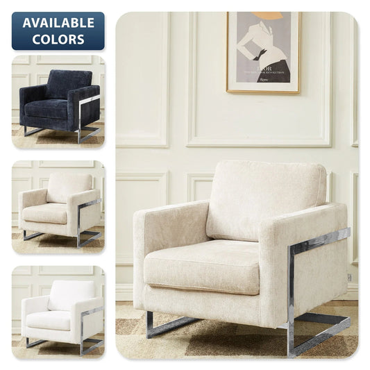 Accent Chair in Boucle with Black Stainless-Steel Frame