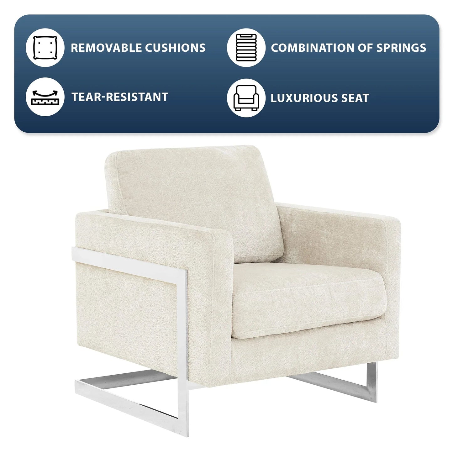 Accent Chair in Boucle with Black Stainless-Steel Frame