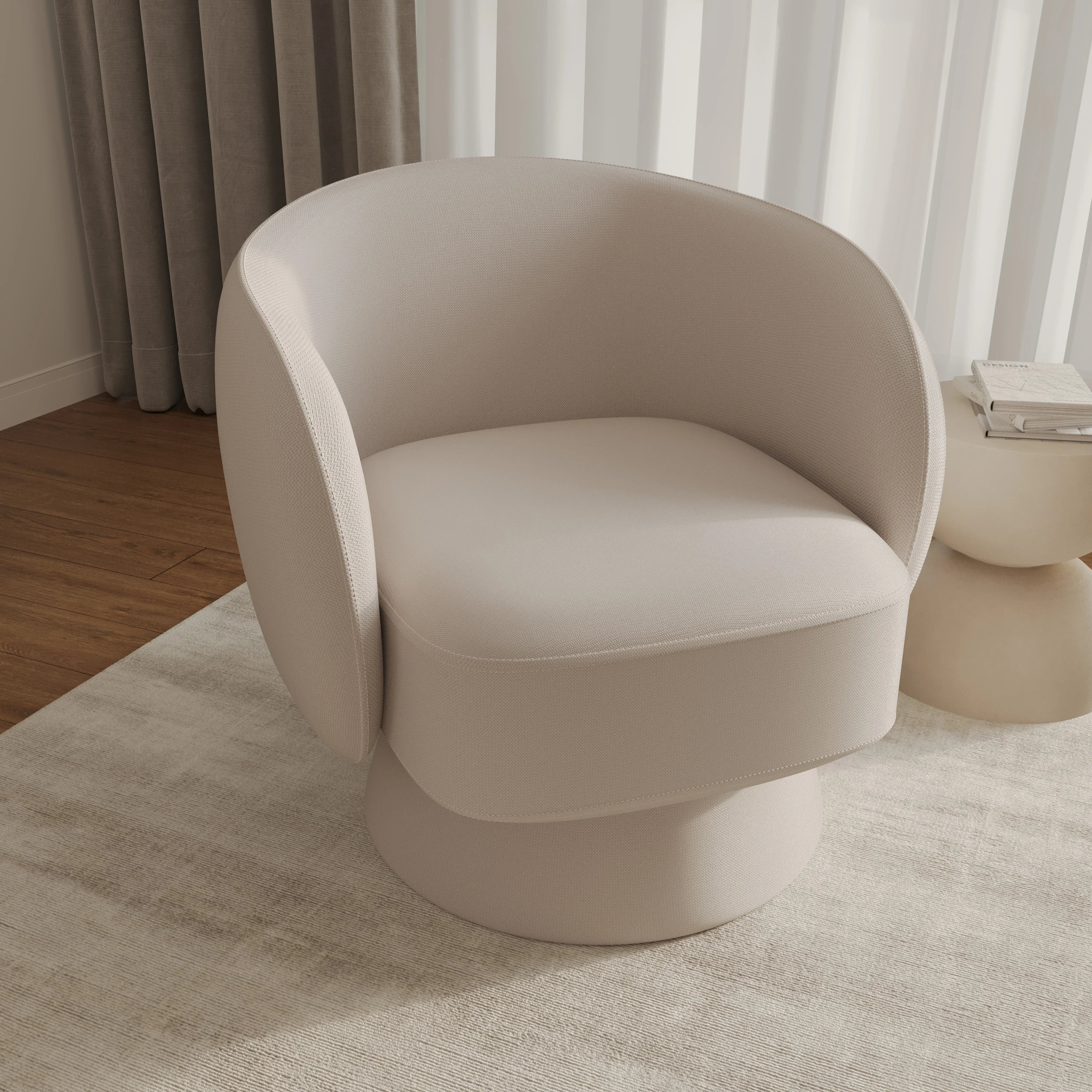 Accent Chair in Boucle with Removable Round Base