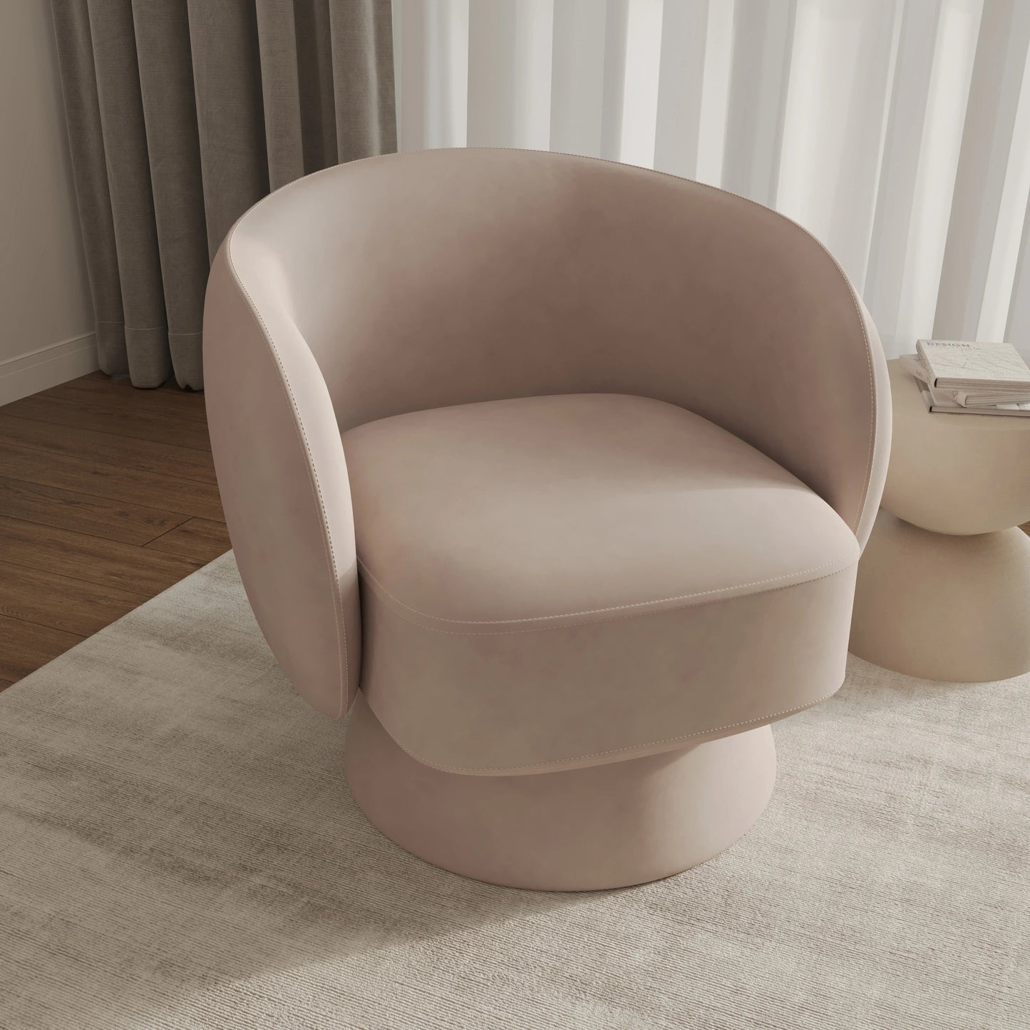 Accent Chair in Boucle with Removable Round Base