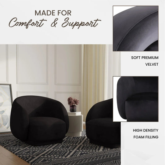 Accent Chair in Velvet with Padded Seat and Back