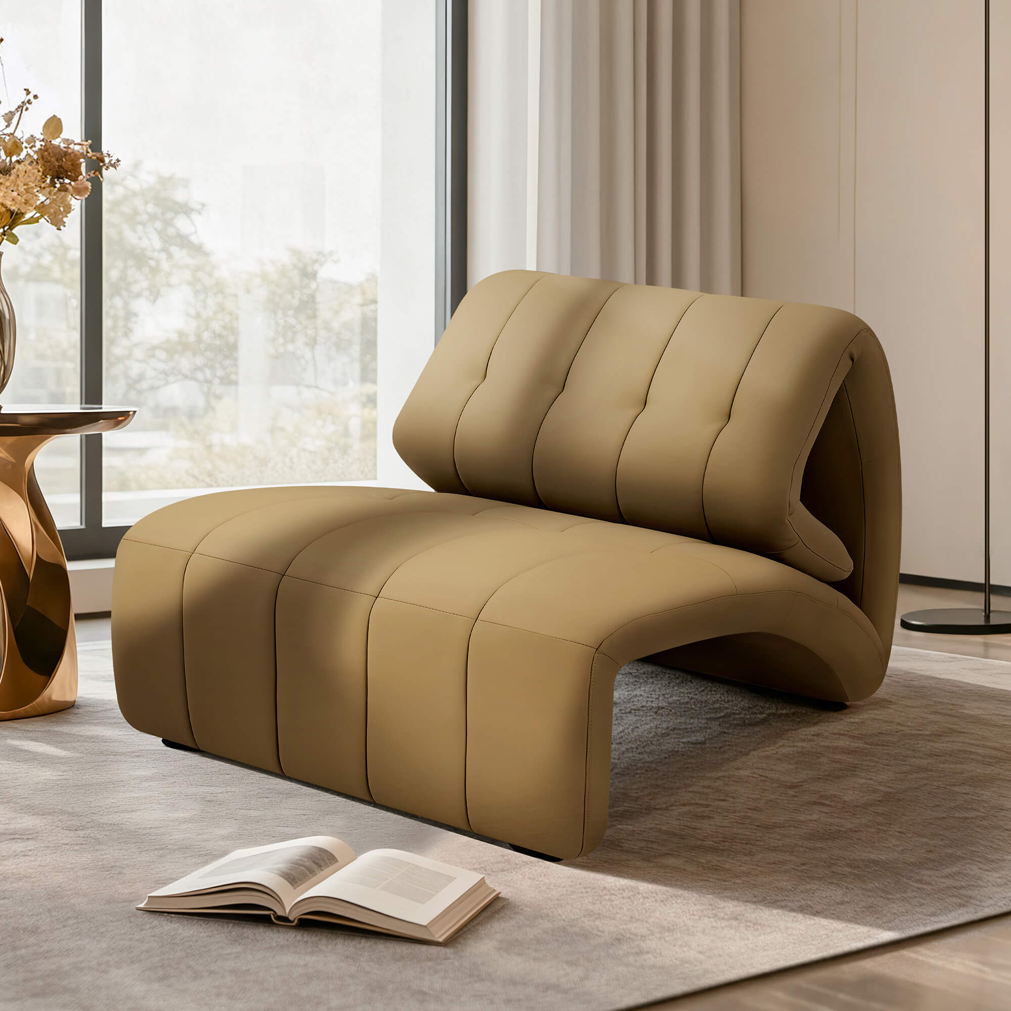 Accent Chair with Adjustable Backrest and Geometric Design