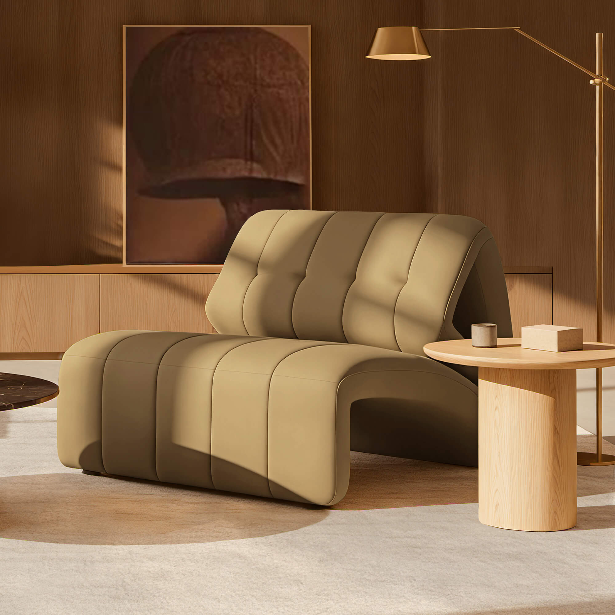 Accent Chair with Adjustable Backrest and Geometric Design