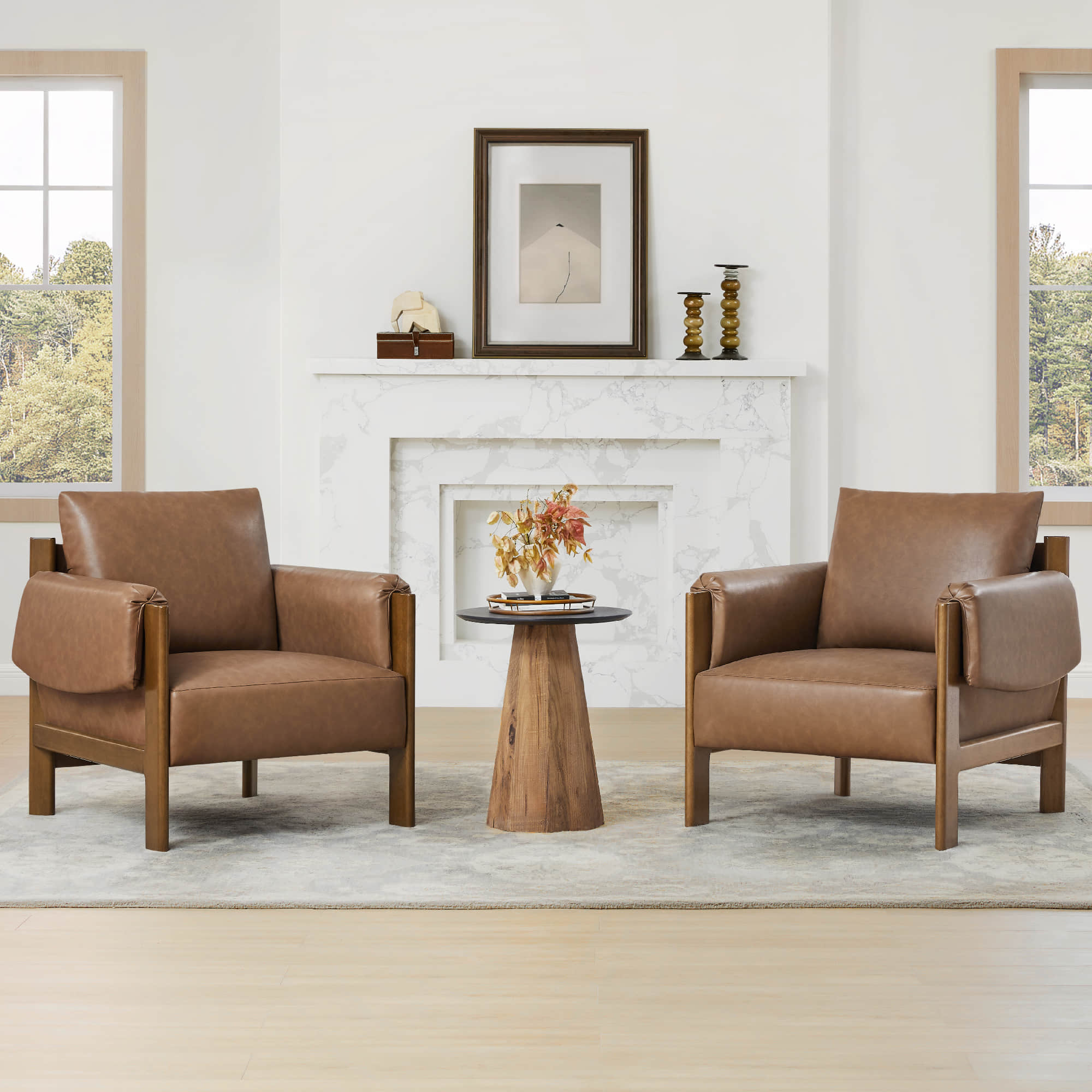 Accent Chair with Upholstered Seat and Wooden Frame