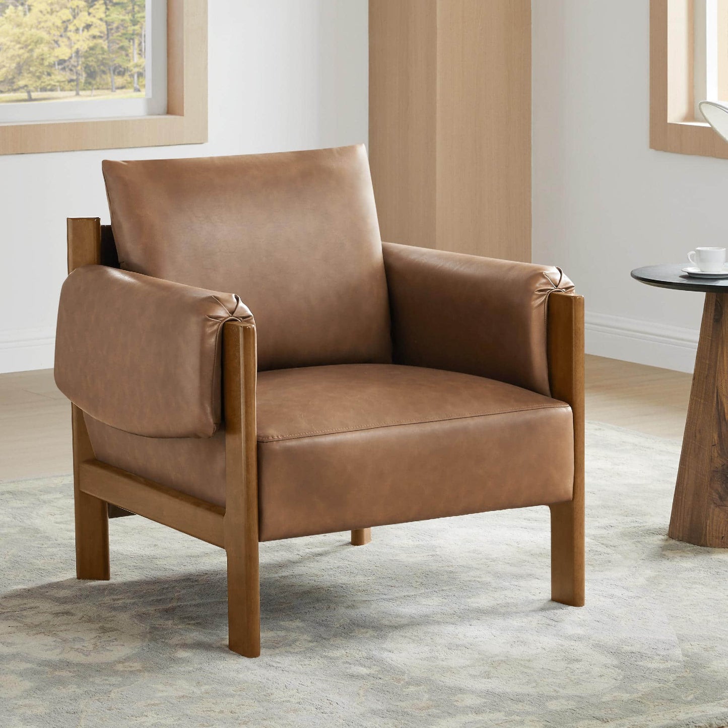 Accent Chair with Upholstered Seat and Wooden Frame