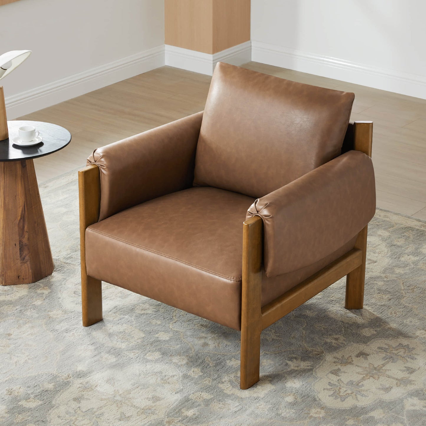 Accent Chair with Upholstered Seat and Wooden Frame