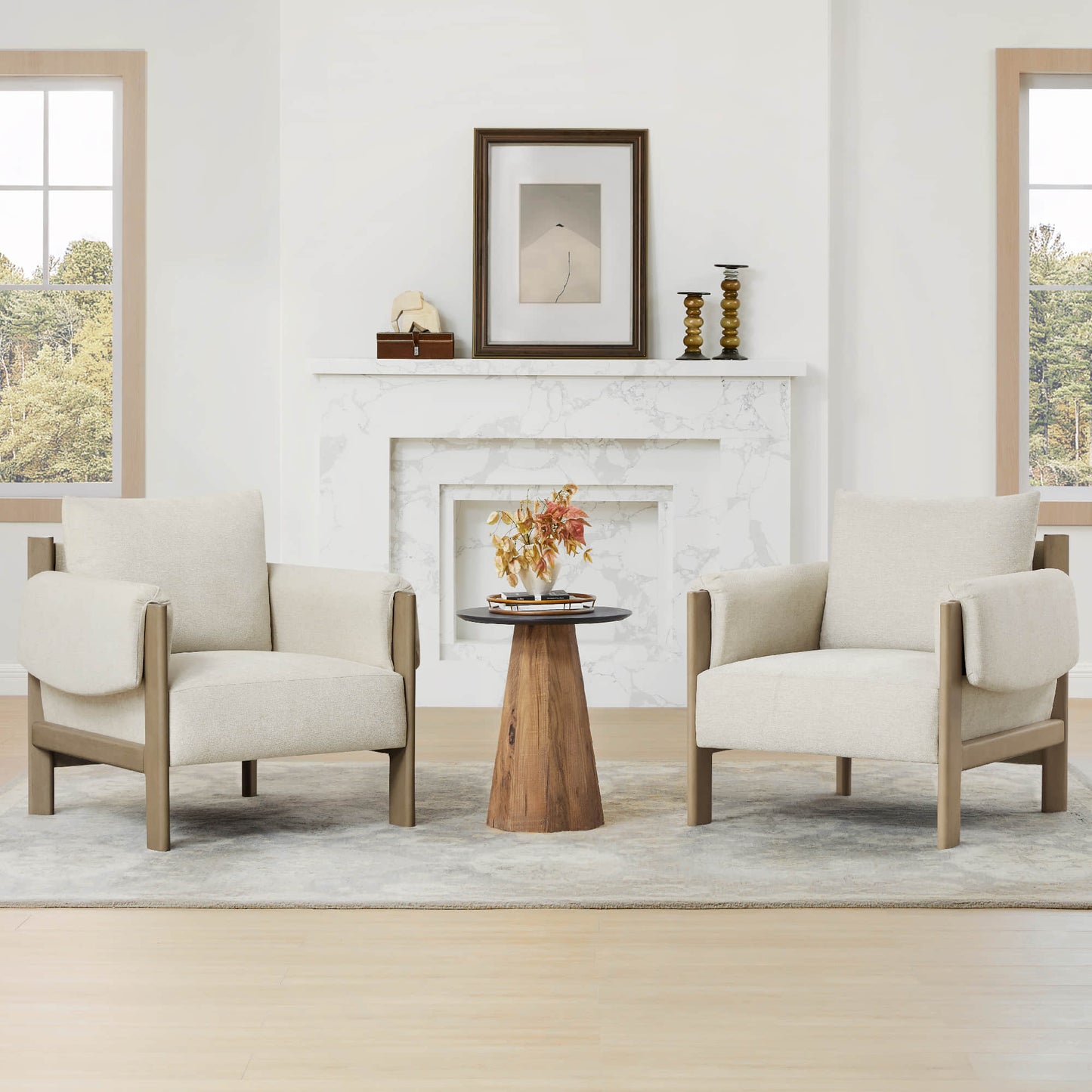 Accent Chair with Upholstered Seat and Wooden Frame