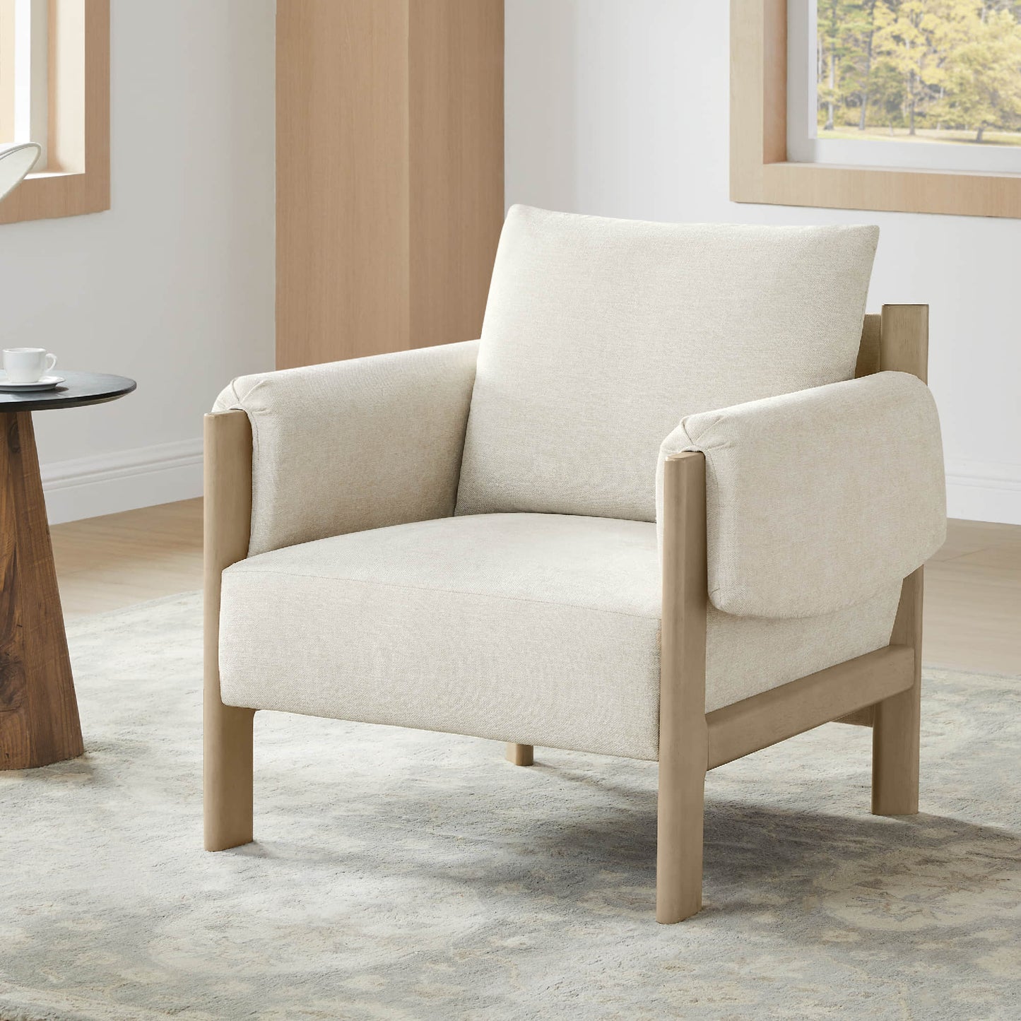 Accent Chair with Upholstered Seat and Wooden Frame