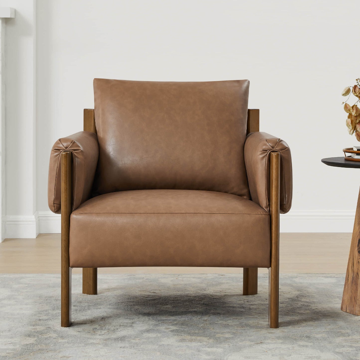 Accent Chair with Upholstered Seat and Wooden Frame