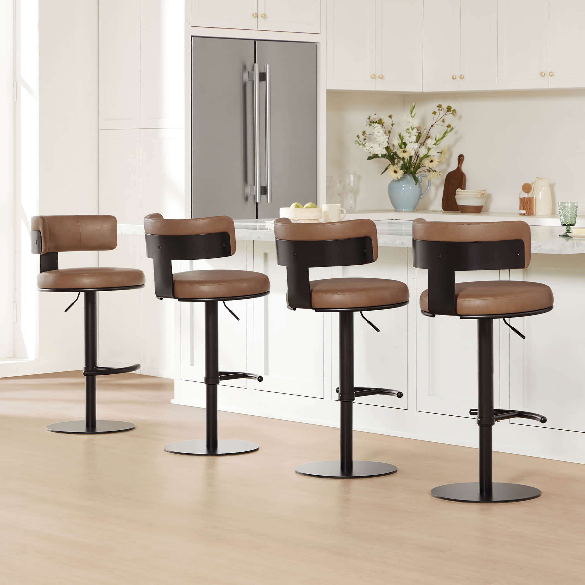 Adjustable Height Swivel Barstool with Modern Design