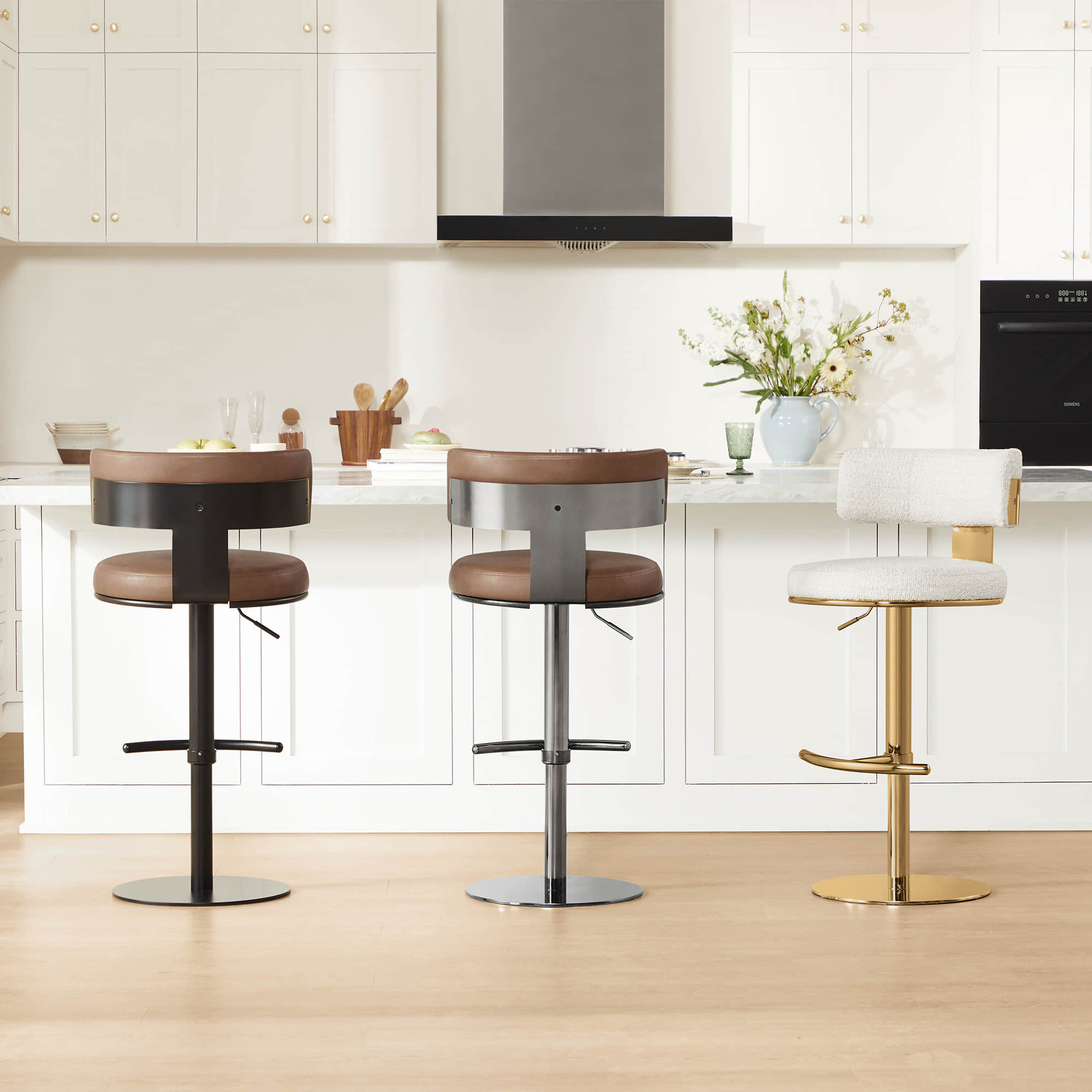 Adjustable Height Swivel Barstool with Modern Design