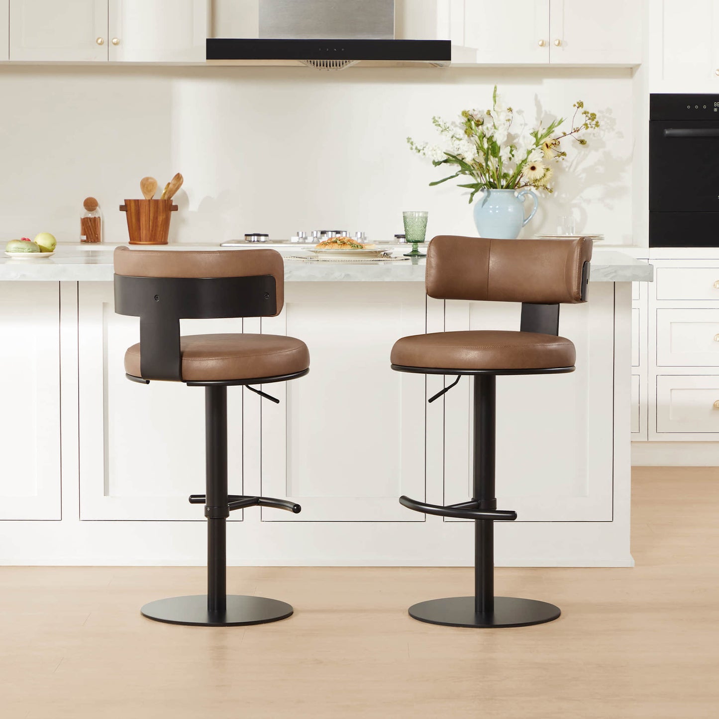 Adjustable Height Swivel Barstool with Modern Design