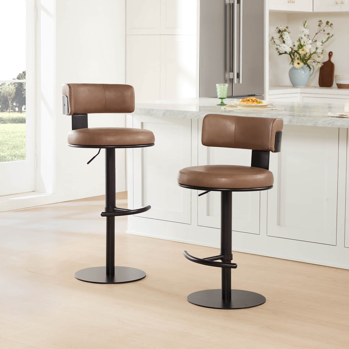 Adjustable Height Swivel Barstool with Modern Design