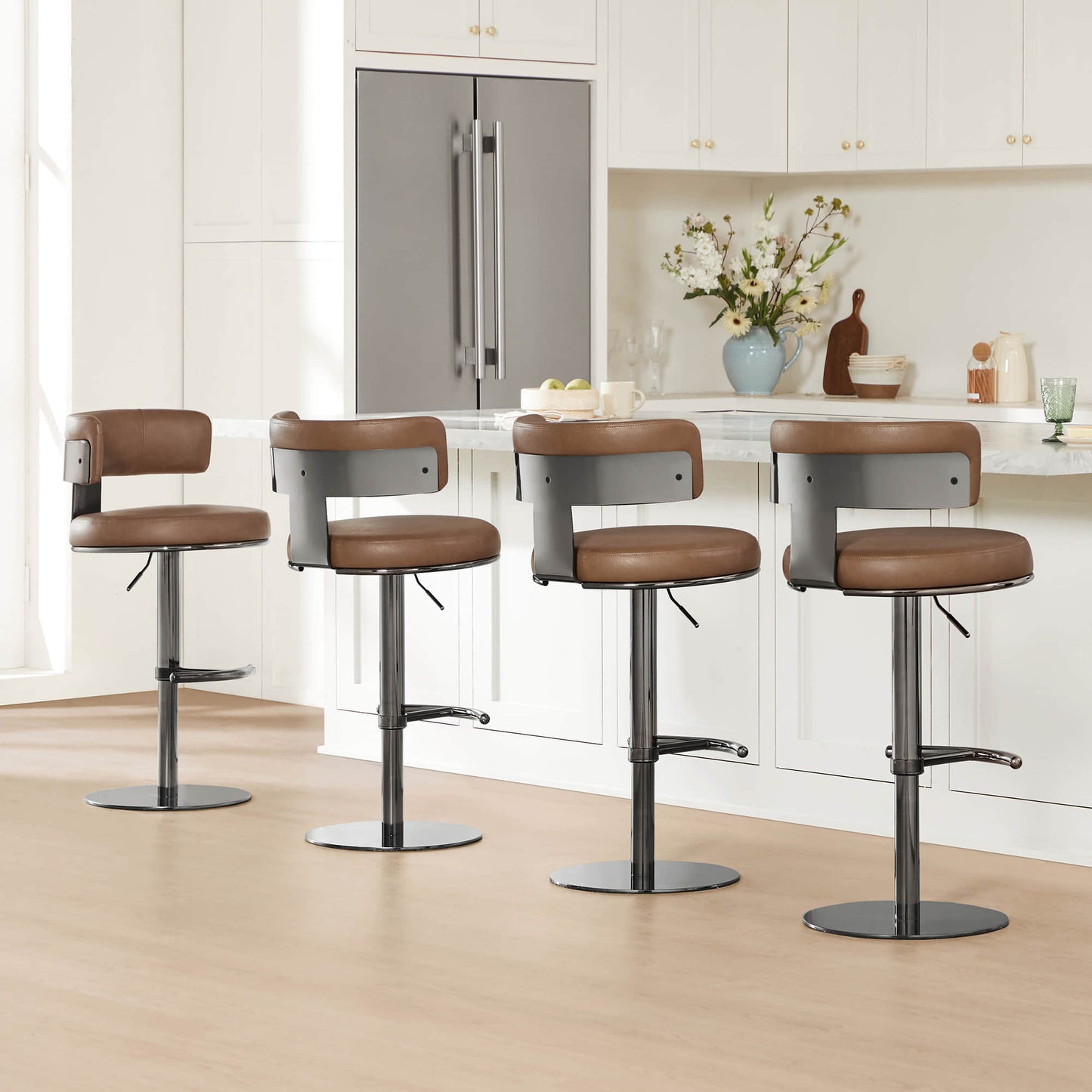 Adjustable Height Swivel Barstool with Modern Design