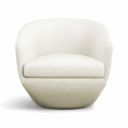 Lounge Chair in Off White with Curved Back Design