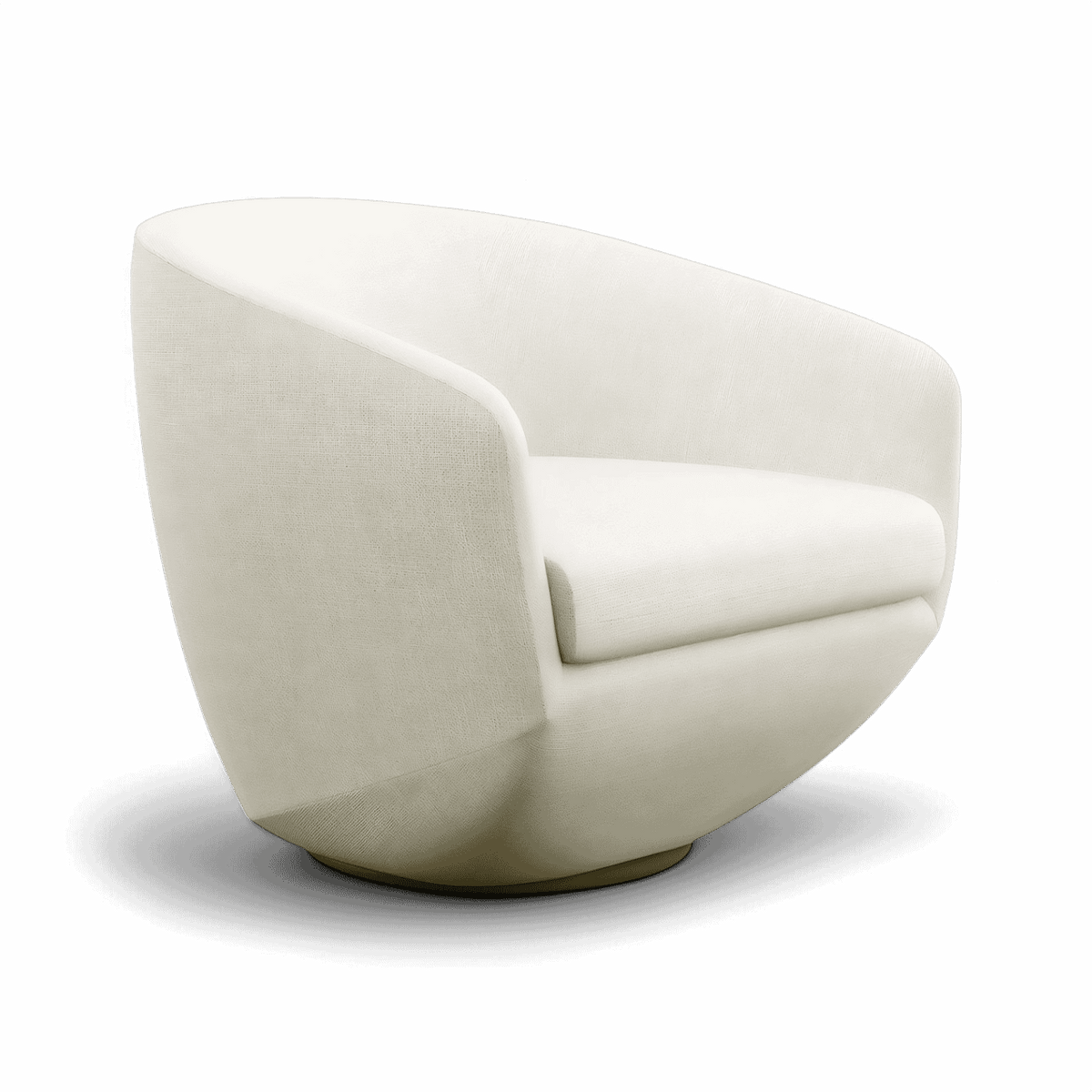 Lounge Chair in Off White with Curved Back Design