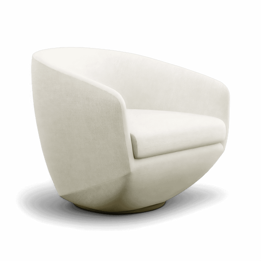 Lounge Chair in Off White with Curved Back Design