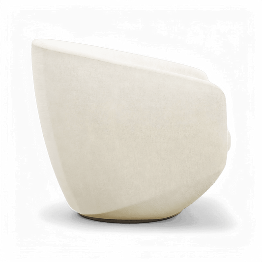 Lounge Chair in Off White with Curved Back Design