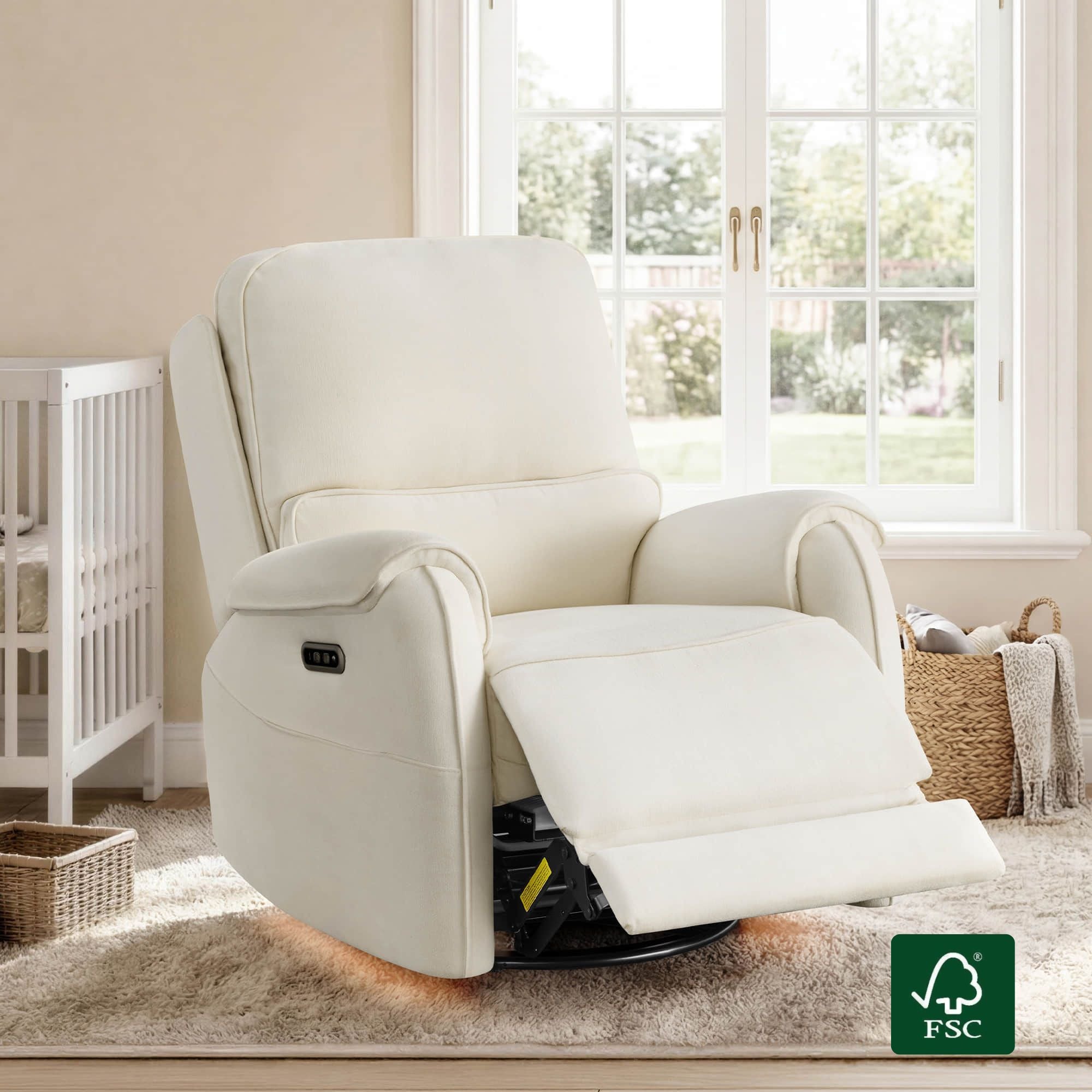 Alicia Power Swivel Glider Recliner with Nightlight Feature