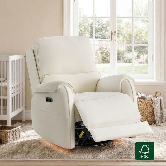 Alicia Power Swivel Glider Recliner with Nightlight Feature