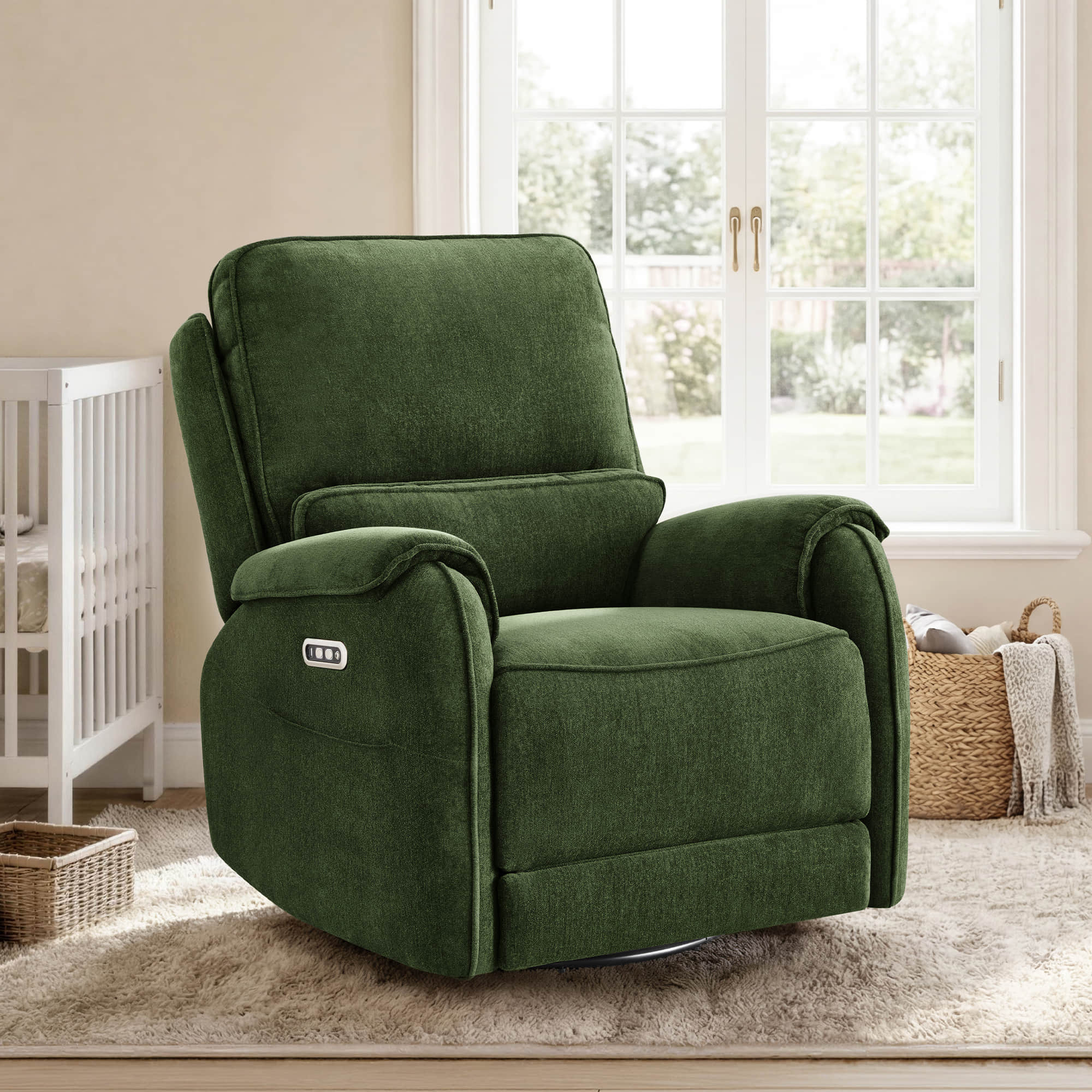 Alicia Power Swivel Glider Recliner with Nightlight Feature