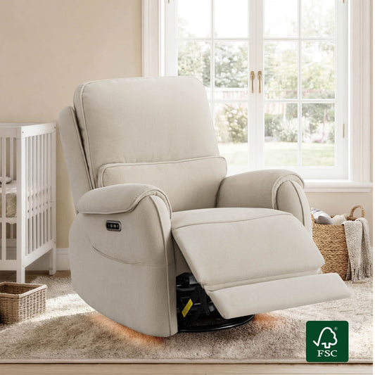 Alicia Power Swivel Glider Recliner with Nightlight Feature