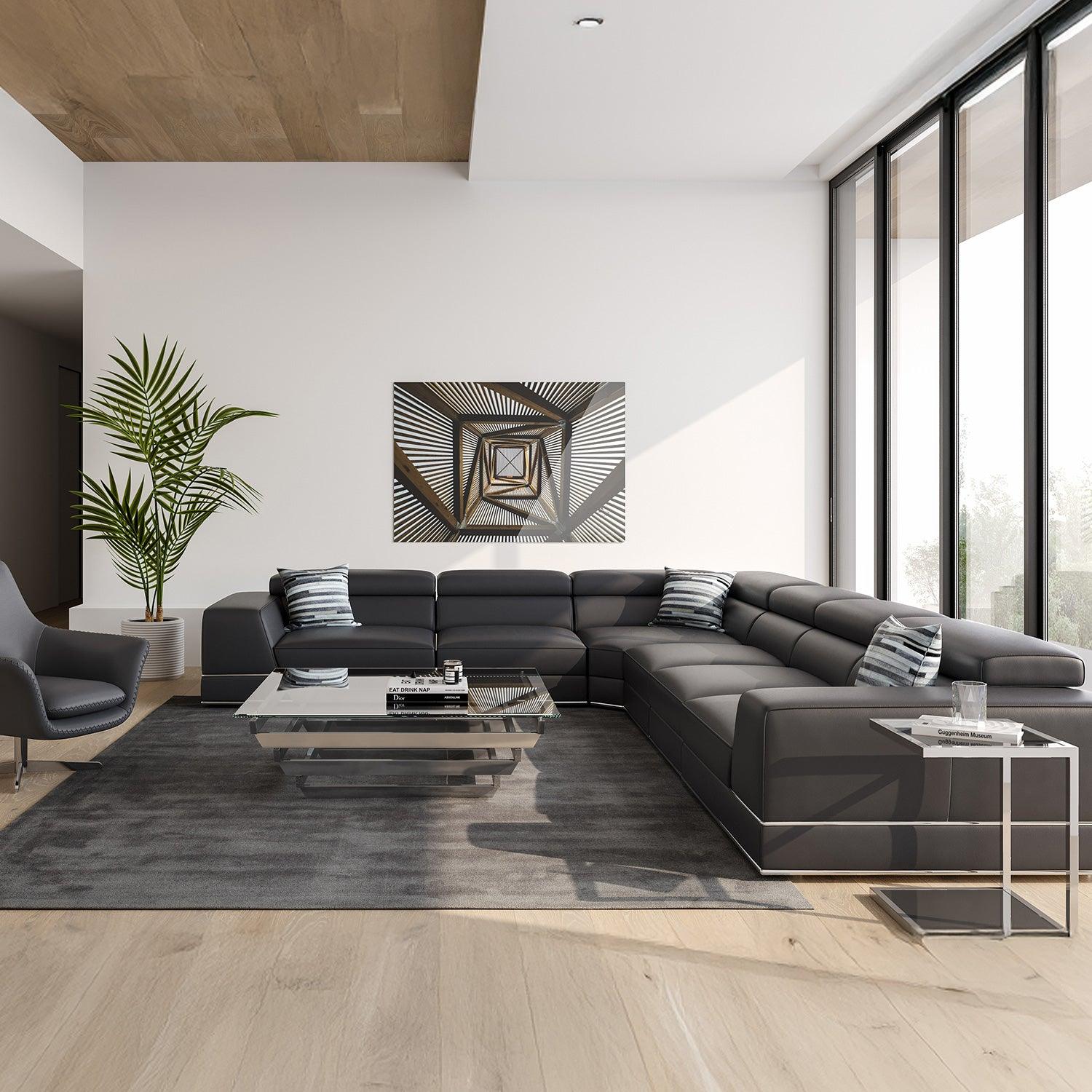 Modular Sectional Sofa in Elephant Gray with Extended Seating