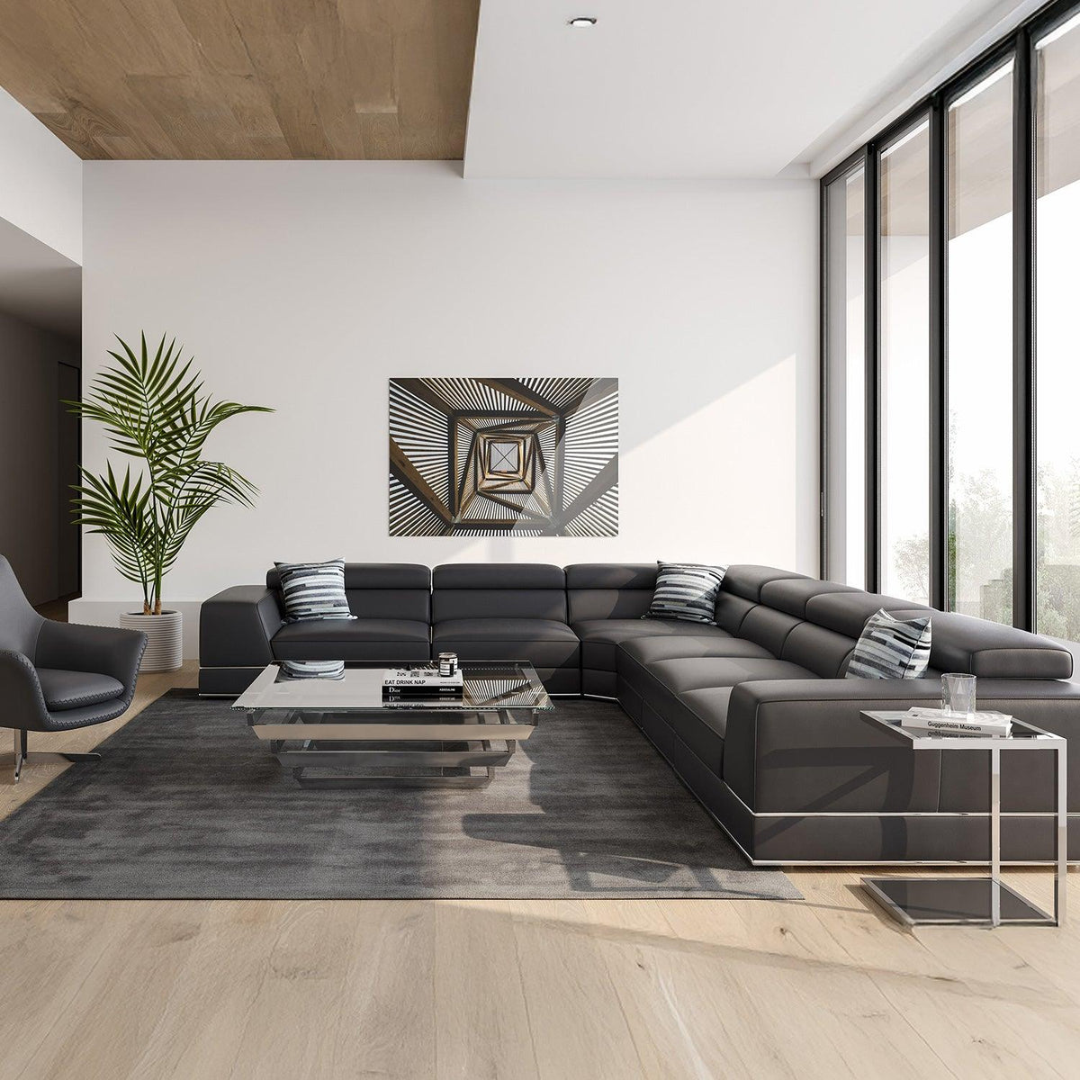Modular Sectional Sofa in Elephant Gray with Extended Seating