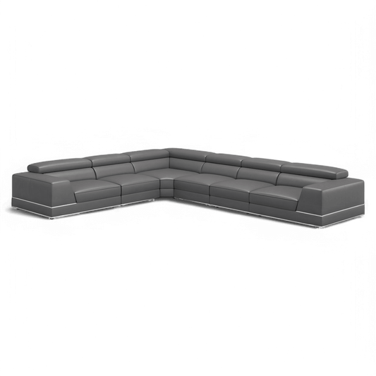 Modular Sectional Sofa in Elephant Gray with Extended Seating