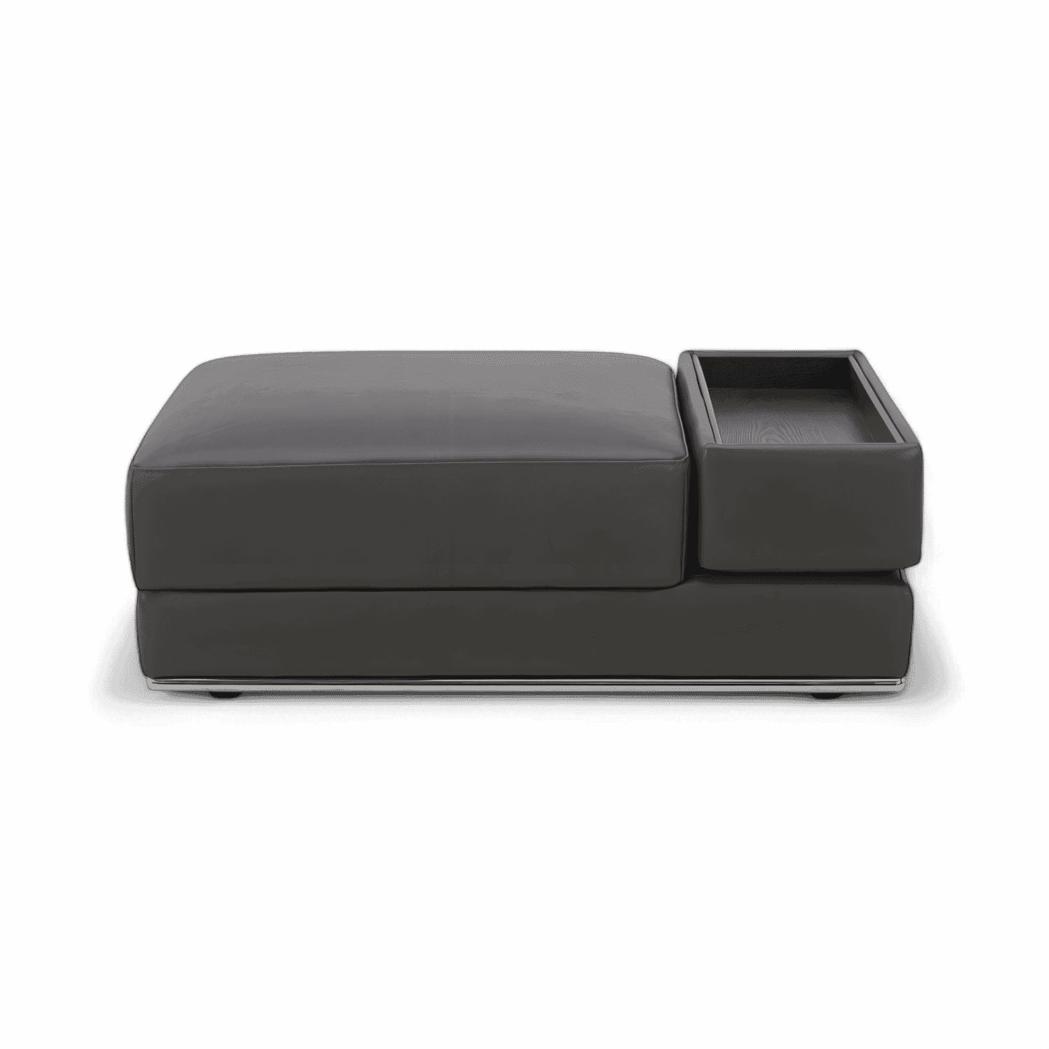 Ottoman in Elephant Gray with Soft Velvet Fabric