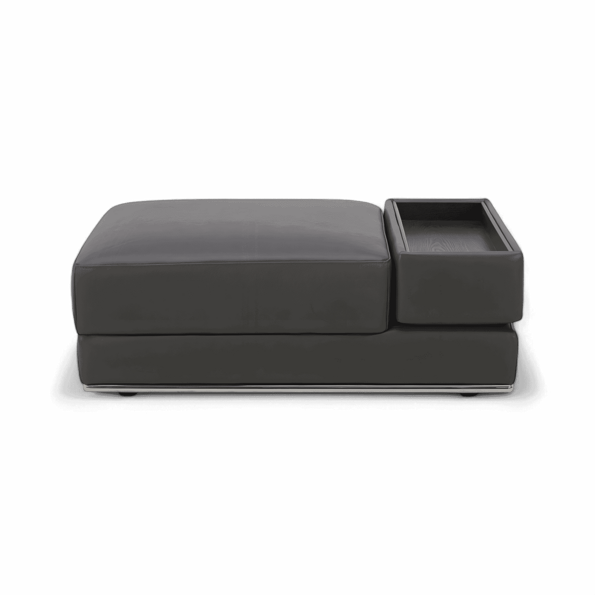 Ottoman in Elephant Gray with Soft Velvet Fabric