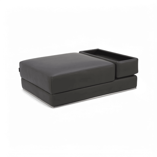 Ottoman in Elephant Gray with Soft Velvet Fabric