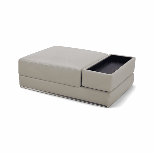 Ottoman Light Gray with Button Tufted Design