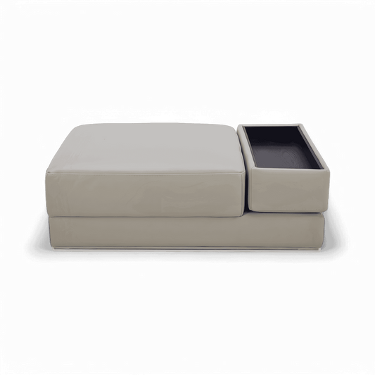 Ottoman Light Gray with Button Tufted Design