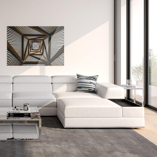 Ottoman in White Fabric with Elegant Stitching