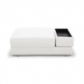 Ottoman in White Fabric with Elegant Stitching