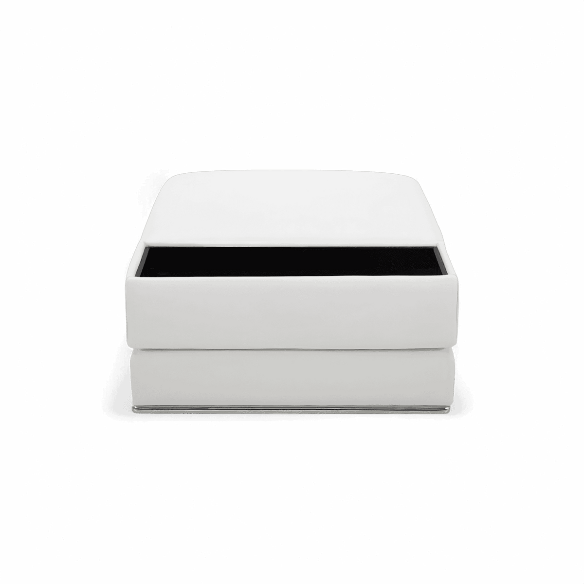 Ottoman in White Fabric with Elegant Stitching